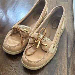 Sperry Women's Beige Loafers with Gold Accents